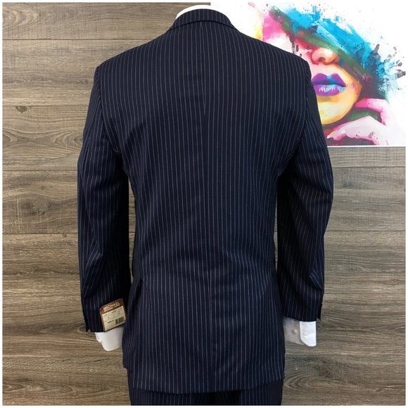 New Michael Kors Mens Suit 2 Piece Set Size 44L‎ Jacket Blazer Pants Wool Blue - Picture 5 of 16